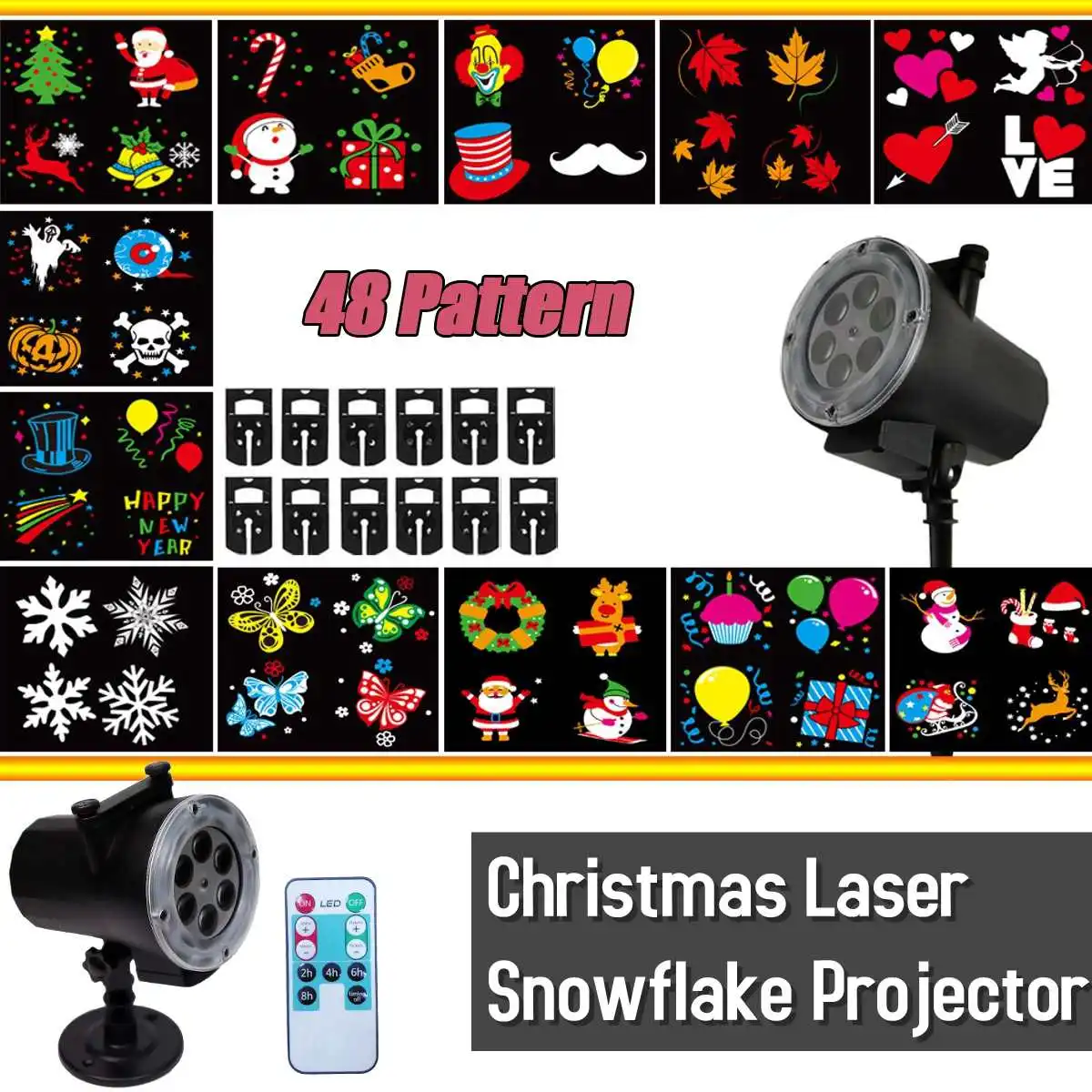 

12 Patterns Christmas Laser Snowflake Motion Projector Outdoor LED Waterproof Disco Lights Home Garden Star Light Indoor Decor