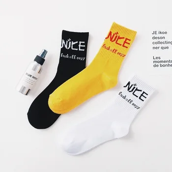 

Women Sock Fashion Chinese Characters Letter Funny Cute Harajuku Street Hip Hop Vintage Female Skate Cotton Short Hosiery Winter