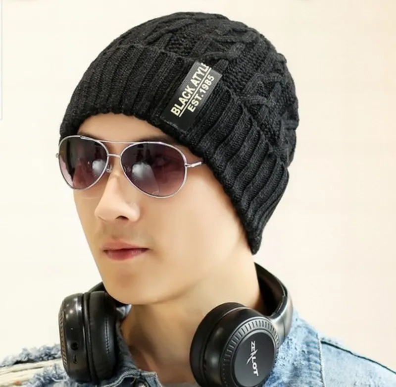 Man Hats Increase Down Wool Autumn And Winter Keep Warm Knitting Fashion Hat | Аксессуары для одежды