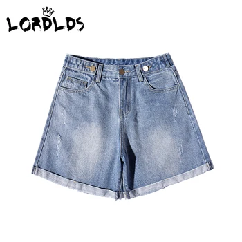 

LORDLDS Denim Shorts Women Jean High waist 2019 New Summer Casual Basic Blue Short Pants Ripped Jeans Shorts for women