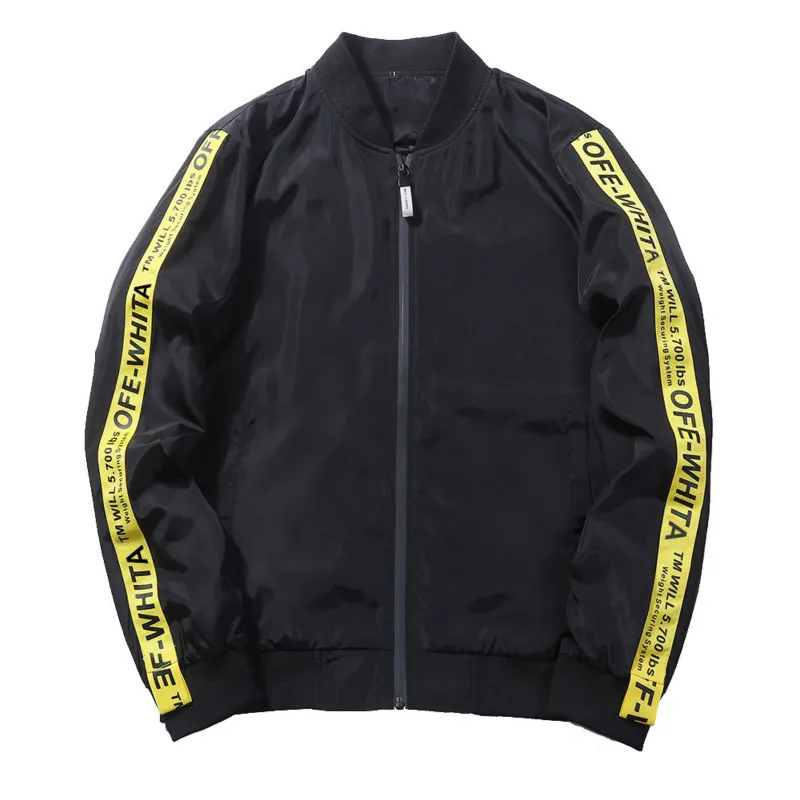 

ZK Patchwork Letter Printed Off Harajuku White Black Zip Up Jackets Men Streetwear Male Hip Hop Casual Wear Windbreaker Coats