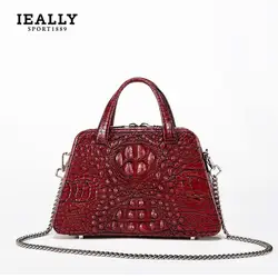 Новинка 2018, женская сумка из натуральной кожи, винтажная сумка-мессенджер с узором «крокодиловая кожа», женская дизайнерская сумка