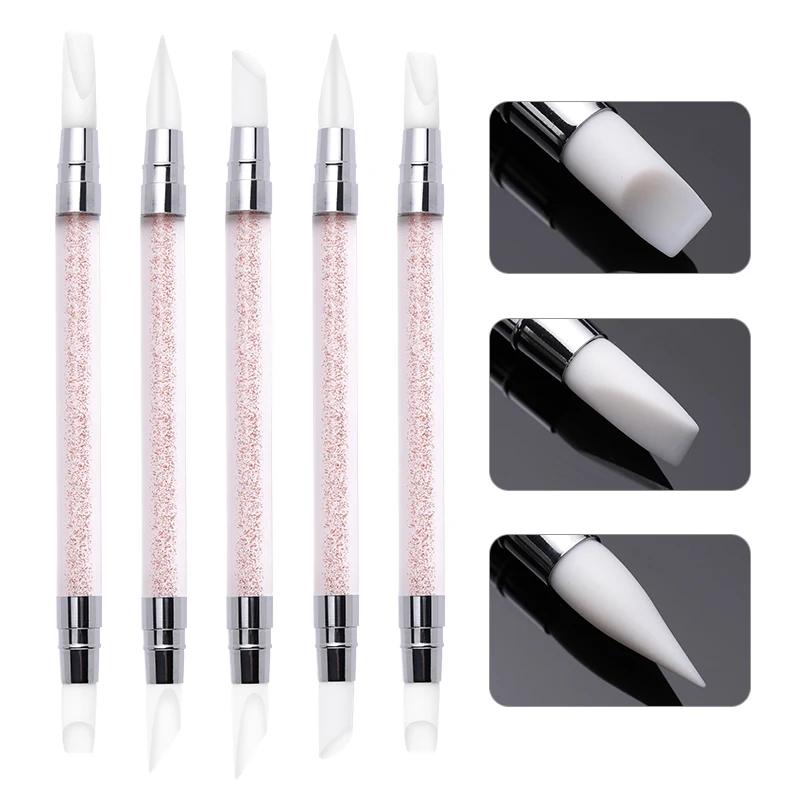 

5 Pcs/Set Silicone Nail Art Carving Carving Pen Kit Acrylic Drawing Painting Pencil Nail Art Manicure Drawing Tools