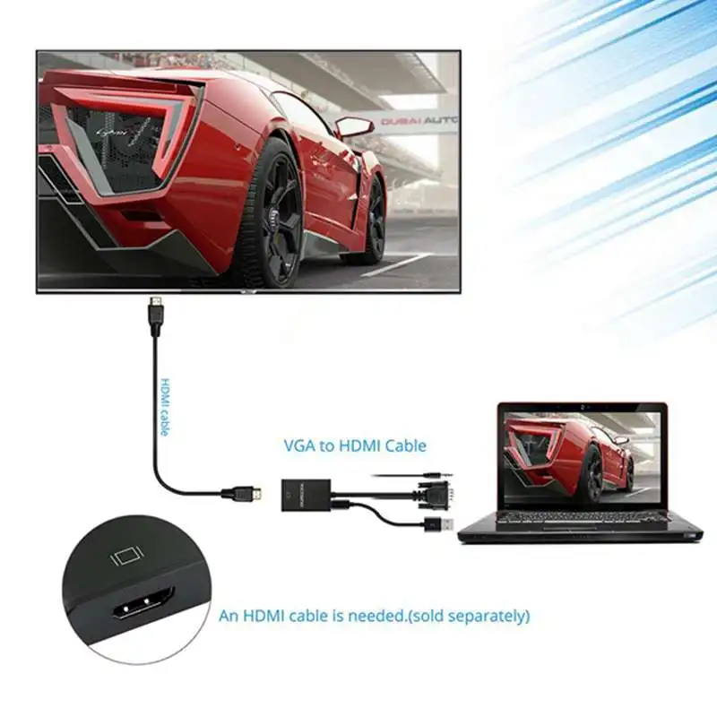 Преобразователь из VGA в HDMI с питанием от USB 1080P для преобразования HDMI|Кабели HDMI| |