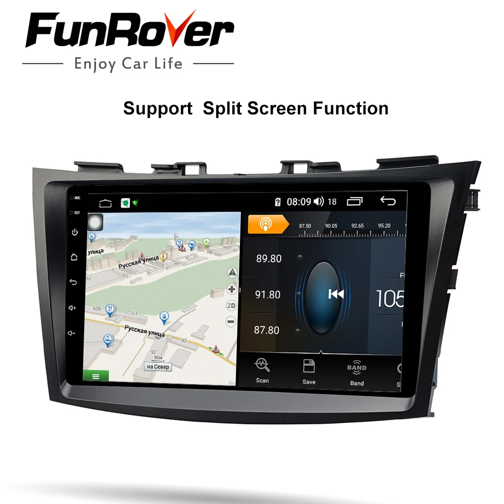 Best Funrover android 9.0 4G+64G Car dvd for Suzuki Swift 2011 2012 2013 2014 2015 car radio audio video gps stereo DSP 2.5D RDS BT 3