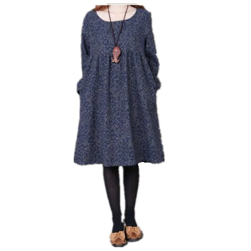 New Pattern Small Round Neck Robe Section Large Size Long Sleeve