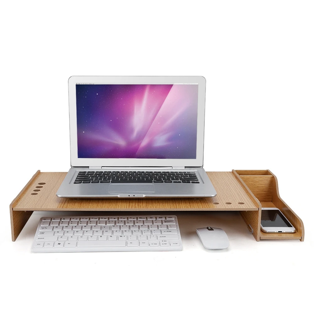 

DIY Office Desktop Monitor Riser Desk Storage Box Wooden Rack PC Laptop Stand Organizer High quality