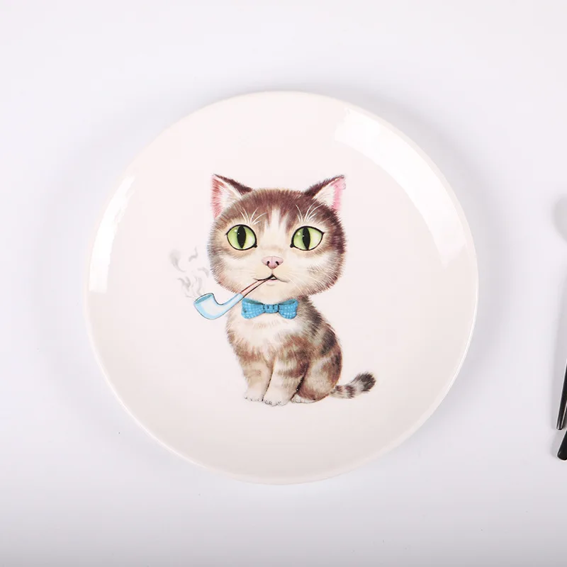 

Ceramics Plate Originality Cartoon Western-style Food Disc Children Tableware Platter Household Menu A Plate Dish Dish Suit
