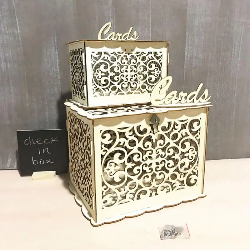 DIY деревянный замок коробка для свадебных карточек винтажная карточка украшения