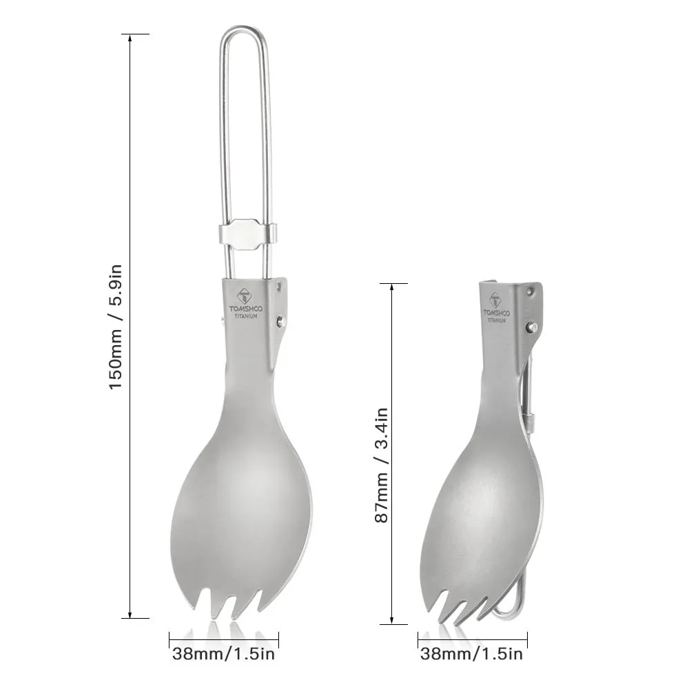 

TOMSHOO Outdoor Camping Tableware Titanium Spoon Fork 2-in-1 Folding Spork Hiking Backpacking Picnic Spork Utensil Spoon Fork