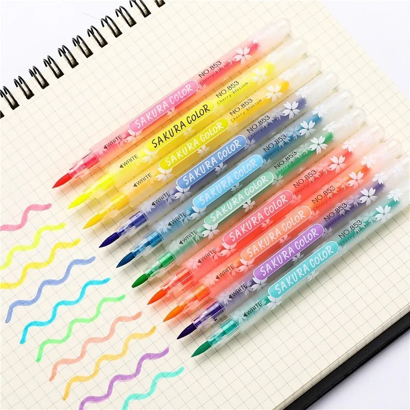 

10 Colors/Box Round Toe Fluorescent Pen Mild Liner Highlighter Pens Set Kids Drawing Painting School Stationary Supplies 04436