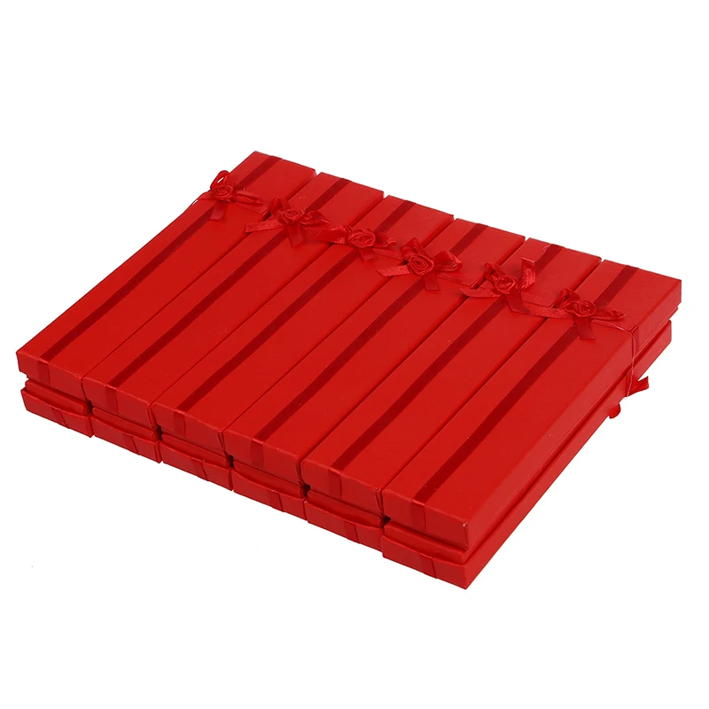 

12 x Red Long Luxury Card Gift Boxes Watch Display Box For Pendant