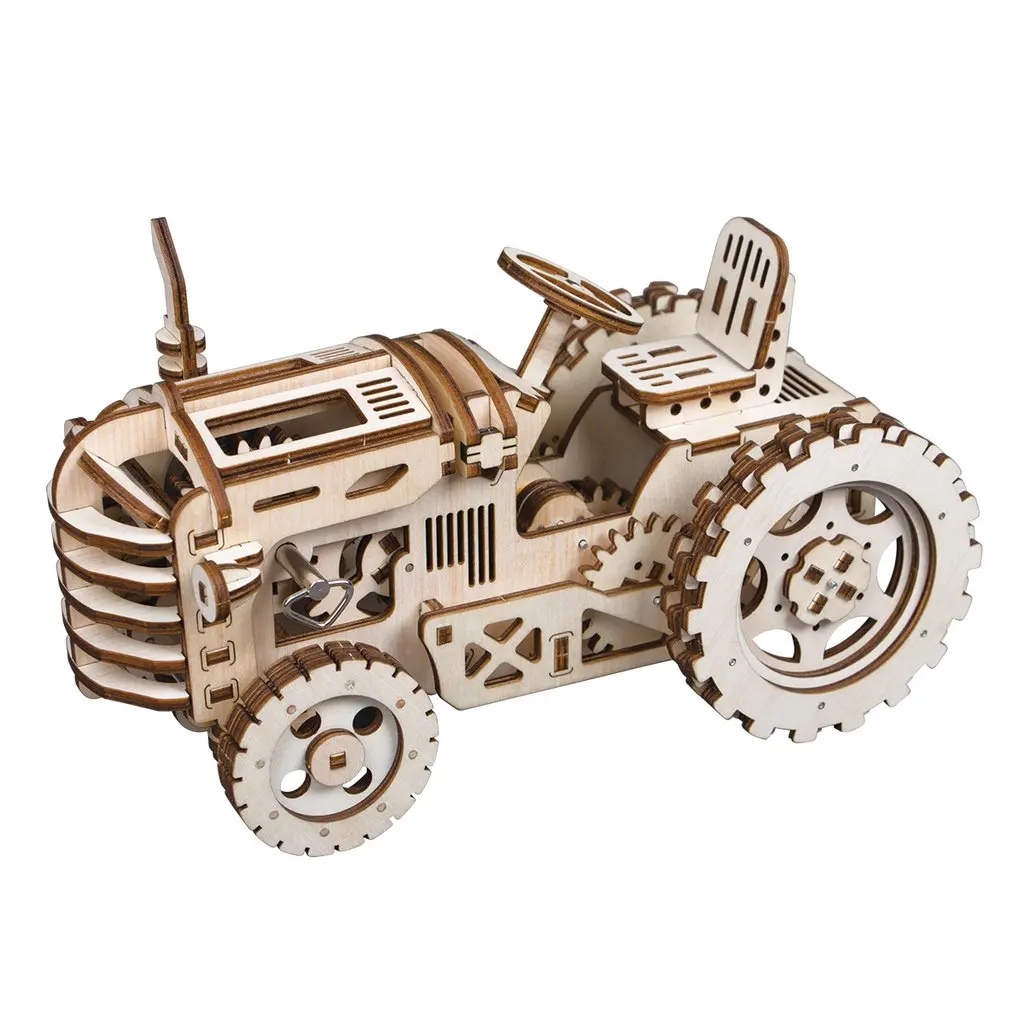 

Robotime Creative DIY Gear Drive Tractor 3D Wooden Model Building Kits Toys Hobbies Gift For Children Adult LK401