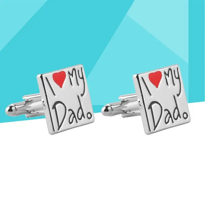 Вечерние запонки для отца I Love My Dad 2 шт. квадратные из сплава мужские папы белые