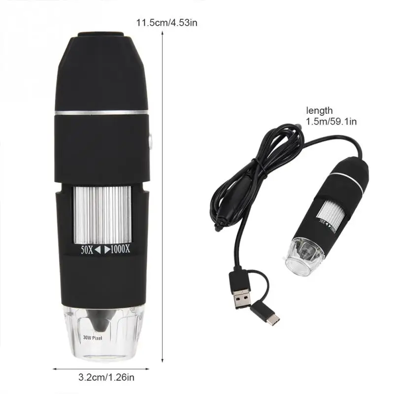 Type CMicro 3 в 1 USB интерфейс HD Цифровой Микроскоп увеличение 1000X высокое