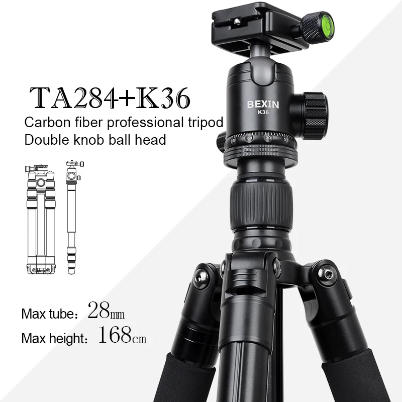 Bexin Ta284 + K36 Профессиональный алюминиевый штатив портативный дорожный компактный