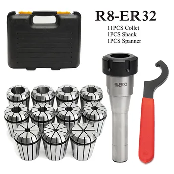 

New 11pcs ER32 Spring Collet Set 3mm-19mm + R8-ER32 7/16 Collet Chuck + Holder Wrench
