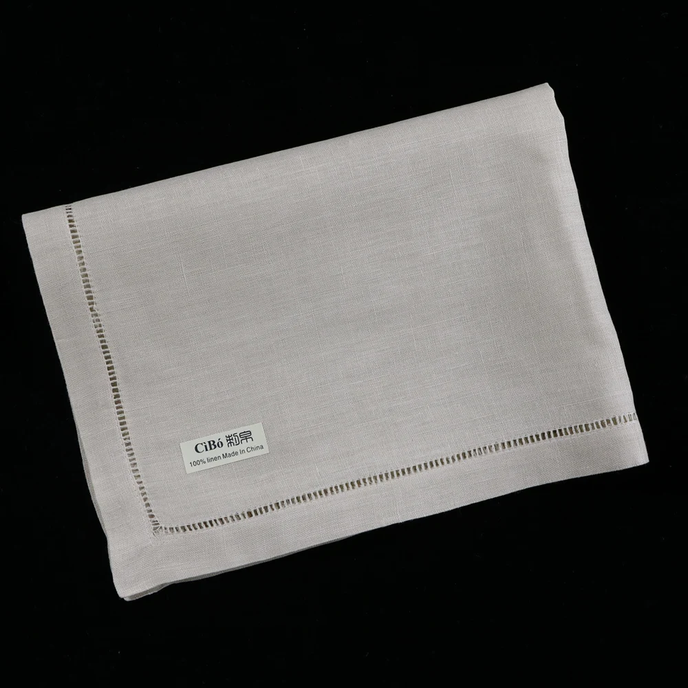 

N016: Linen 12 pieces placemats with drawnwork place mat Rectangular Tableware mat Napkins