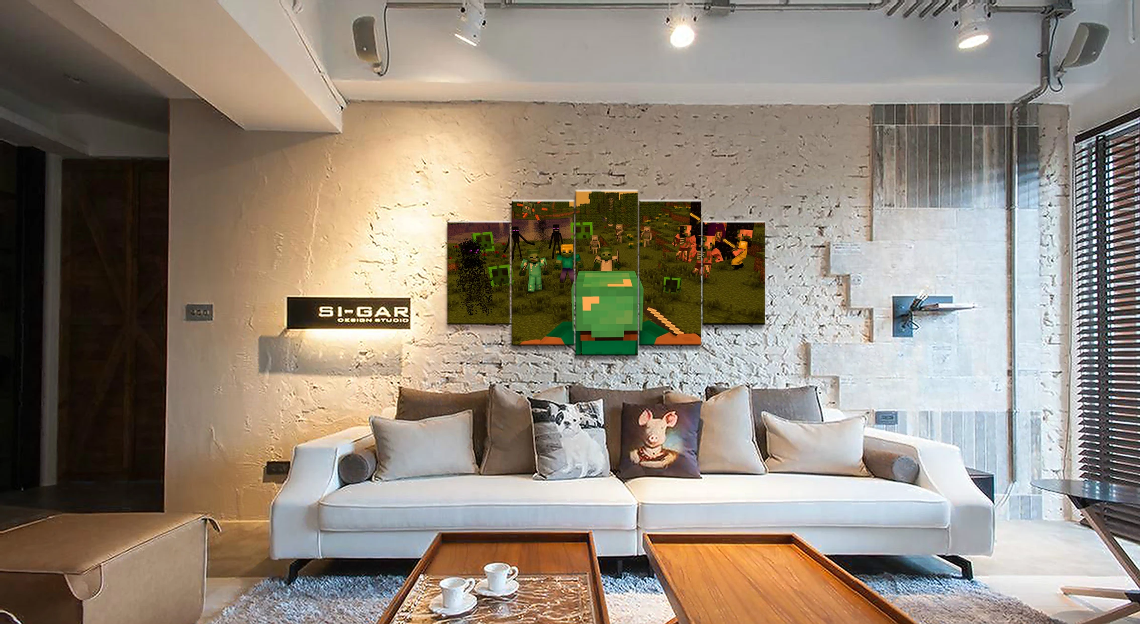 Canvas Printed Game Poster Minecraft 5 Pieces Wall Art Canvas