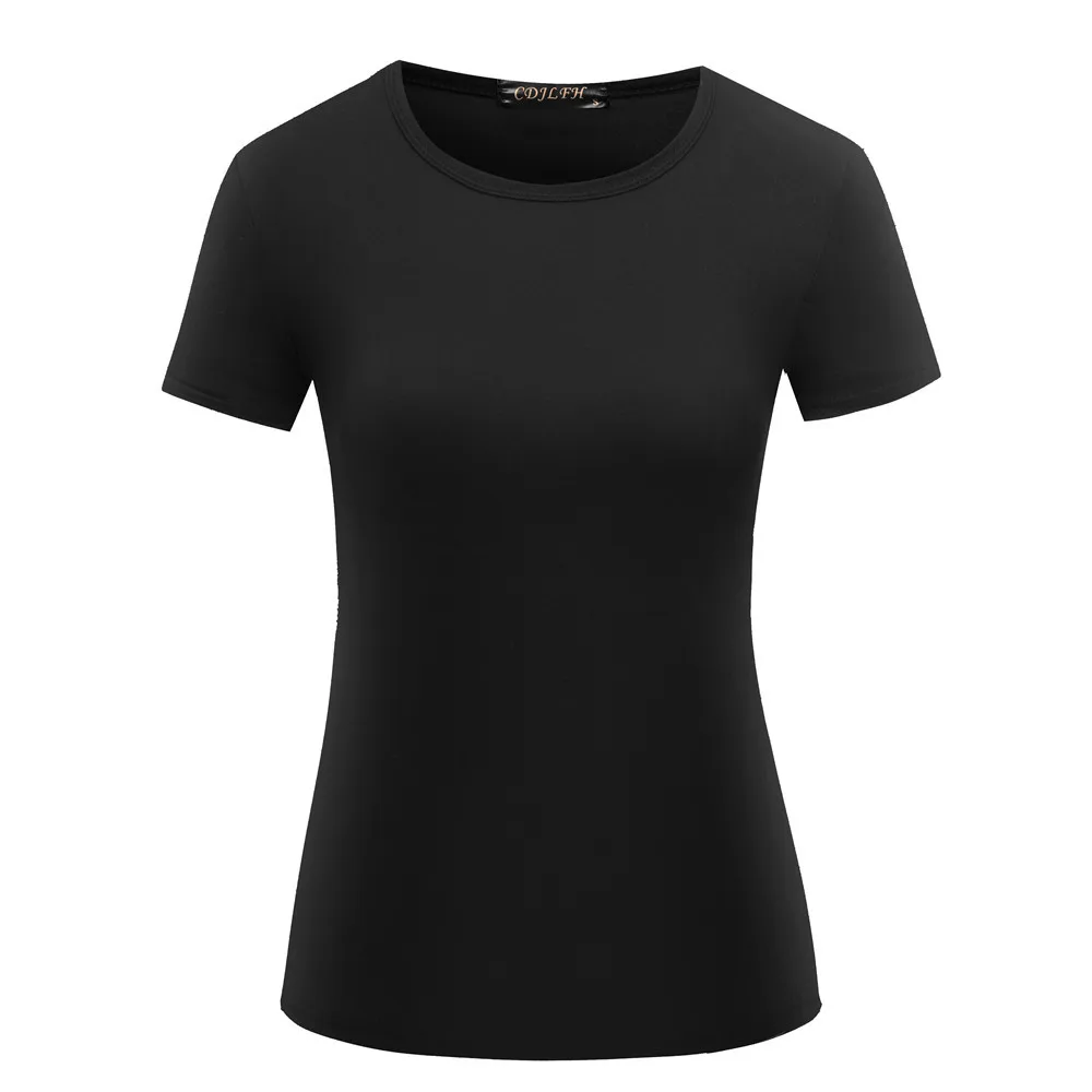 Women Clothes T-shirts Short Sleeve Solid Summer Tee Tops Casual Plus Size Ladies Shirt Knitted Female Tshirt O-Neck Tees