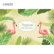 Laeacco Tropical Palms Summer Flamingo Baby Shower Photography Backgrounds Customized Photographic Backdrops For Photo Studio