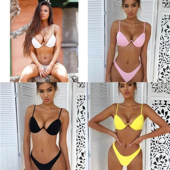 

2019 Summer New Sexy Women Push-up Padded Bra Bandage Bikini Set Swimsuit Triangle Swimwear Bathing
