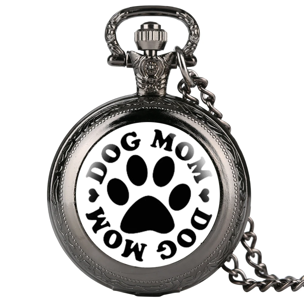 

Loving Dog Mom Series Pocket Watch for Women Analog Quartz Watches for Female Pendant Watch Chain for Mom