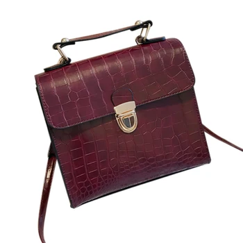 

Fashion Trend Stone Pattern Buckle Small Square Shoulder Bag Across Wild Ladies Kate Bag Crocodile Skin