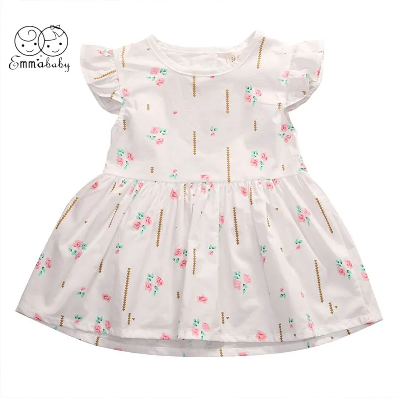 Новое Брендовое платье для маленьких девочек от 0 до 24 месяцев вечерние летние платья-пачки принцессы без рукавов с цветочным рисунком