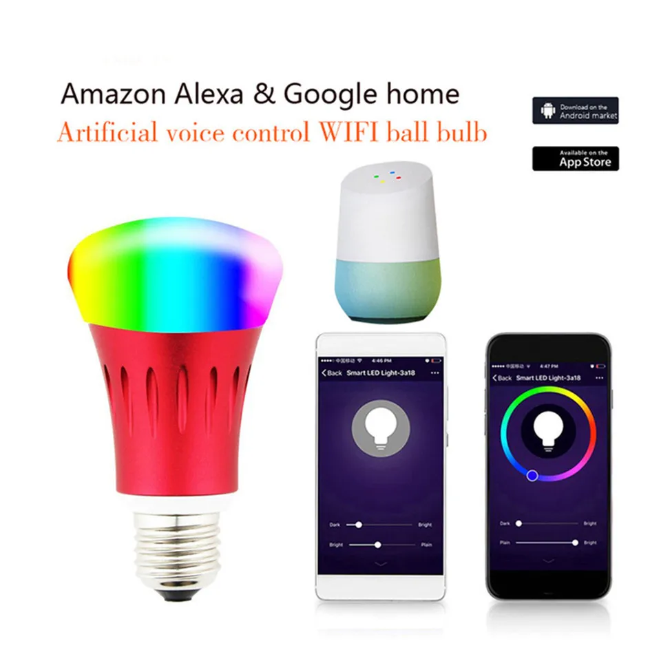 Светодиодные лампы alexa голосового управления E27 вечерние лампы 7 W google домой лампы для умного дома Wi-Fi светодиодные фонари dj led rgbw умная лампа