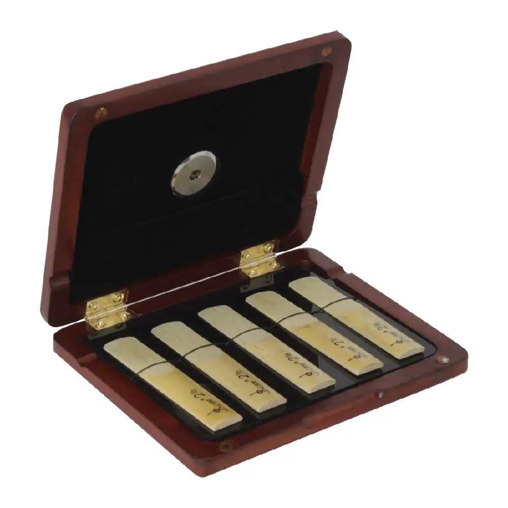 Нет саксофона Sax кларнет Профессиональный деревянный Oboe Reed Box 5 Reeds с гигрометром