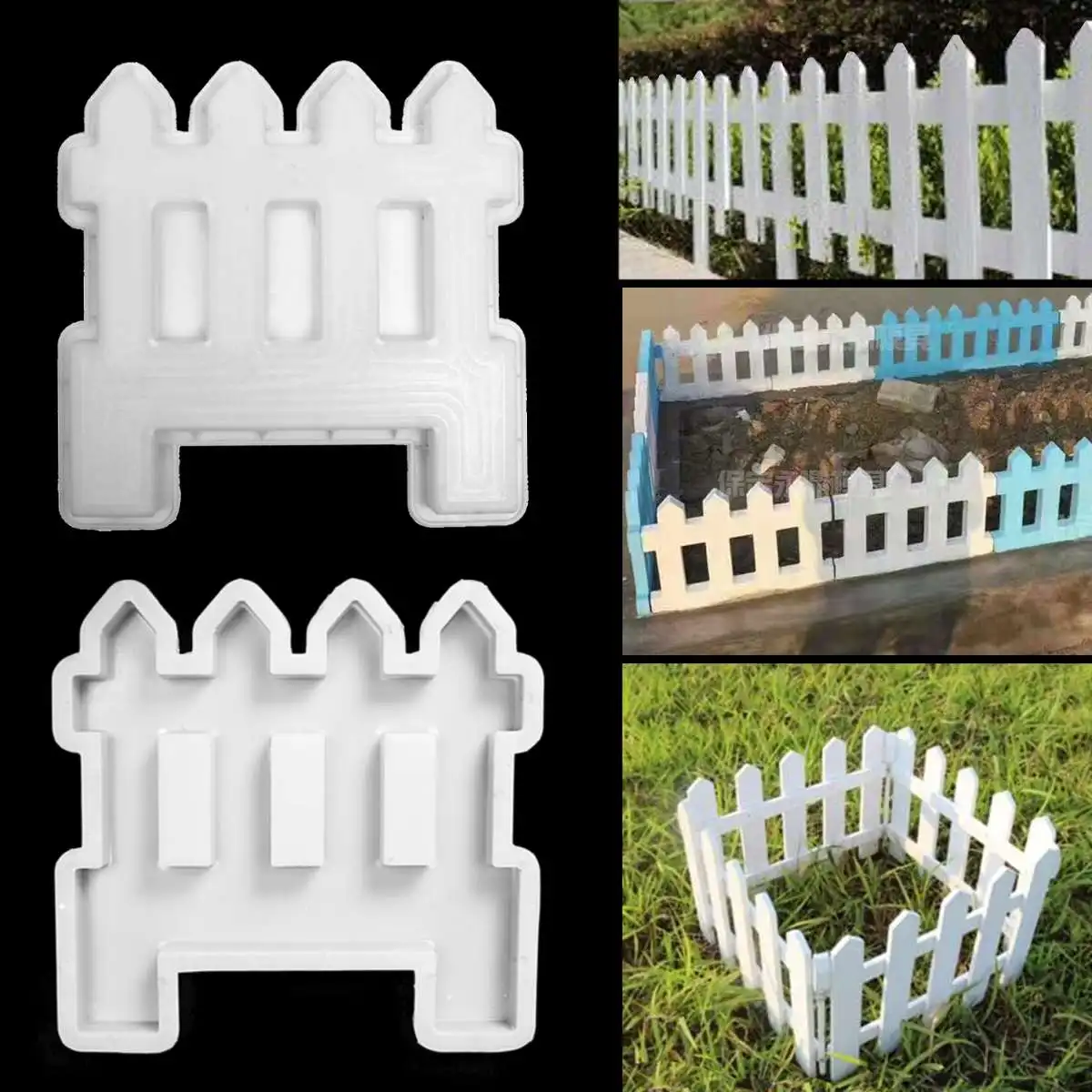 

Garden Concrete Molds DIY Garden Fence Cement Plastic Mold Green Belt Cement Brick Concrete Mold Great For Paving Molds White