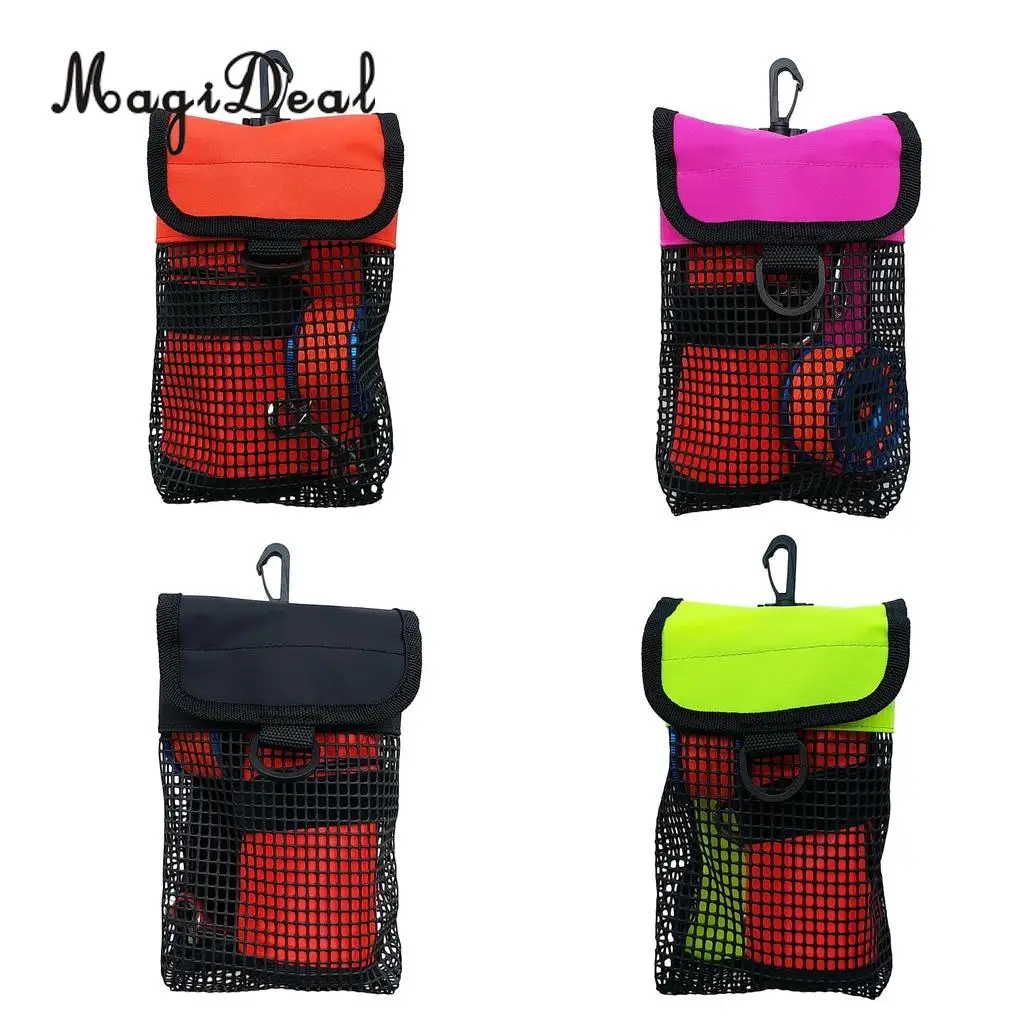 

Portable Lightweight Mesh Gear Bag & Swivel Clip, D Ring for Underwater Scuba Diving Reel & SMB Safety Marker Buoy Accessories