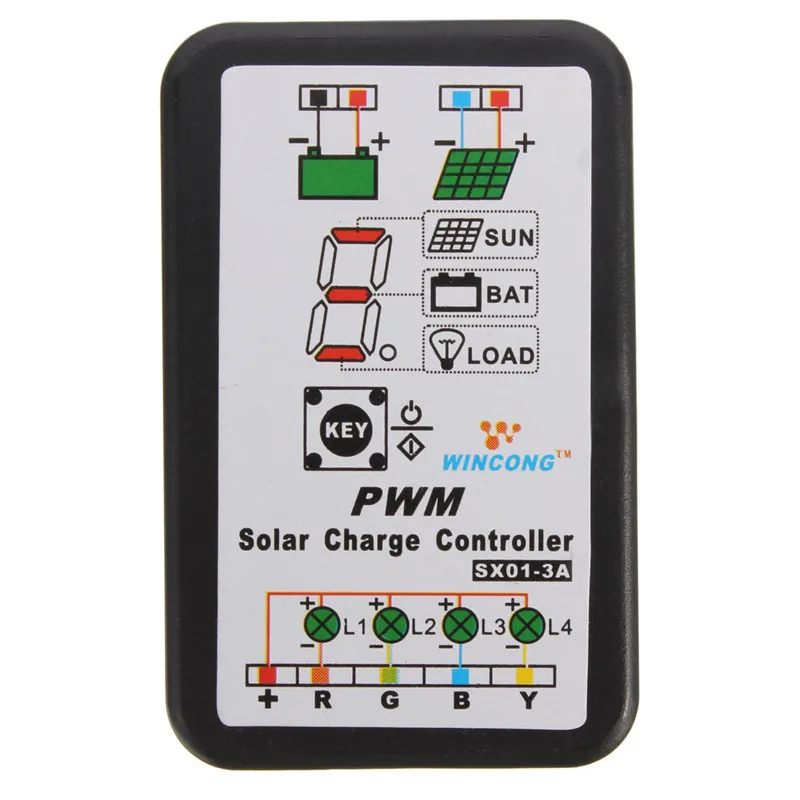 3A 6V 12V ШИМ панель солнечных батарей Контроллер заряда батареи Регулятор