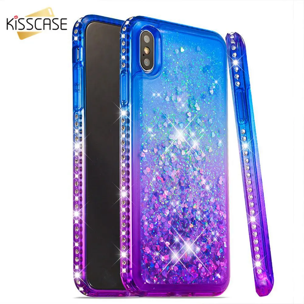 

KISSCASE Coloful Shining Case For iPhone 6 6S 7 8 Plus X Gradient Color Phone Cases For iPhone X XR XS MAX Cover Diamond Caso