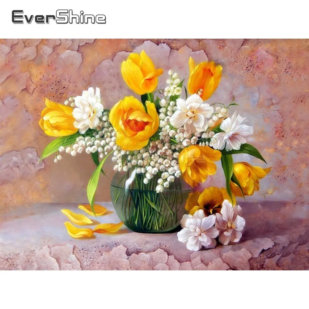 EverShine 5D DIY Diamond Embroidery Flowers Picture Of Rhinestones Painting Cross Stitch Mosaic Decoration Home | Дом и сад