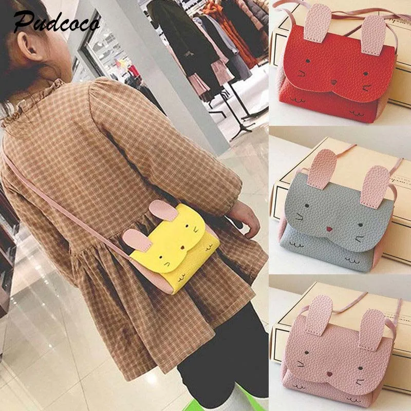 

2019 Kids Girls Cute Crossbody Bag New Toddler Baby Cartoon Bunny PU Messenger Bags Shoulder Bag Wallet