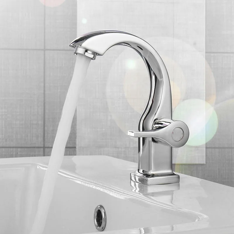 Xueqin Chrome Deck Mount Single Handle Bathroom Basin Faucets Kitchen Single Hole Bath Tap Mixer Tap Cold And Hot Water Tap