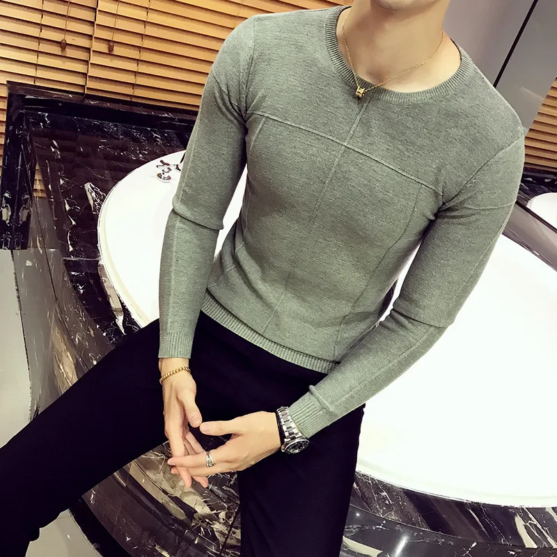 

Man Round Neck Shirt Thin Pullover Casual T-shirt Solid color Tops