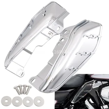 

Chrome Flame Mid-Frame Engine Air Deflectors Heatshield Trim Fit for Touring Road King FLHR Street Electra Glide FLHX 2009-2016