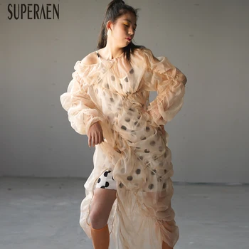 

SuperAen Irregular Fashion Women Dress Summer and Spring New 2019 Split Two-piece Dress Women Europe Dot Women Clothing