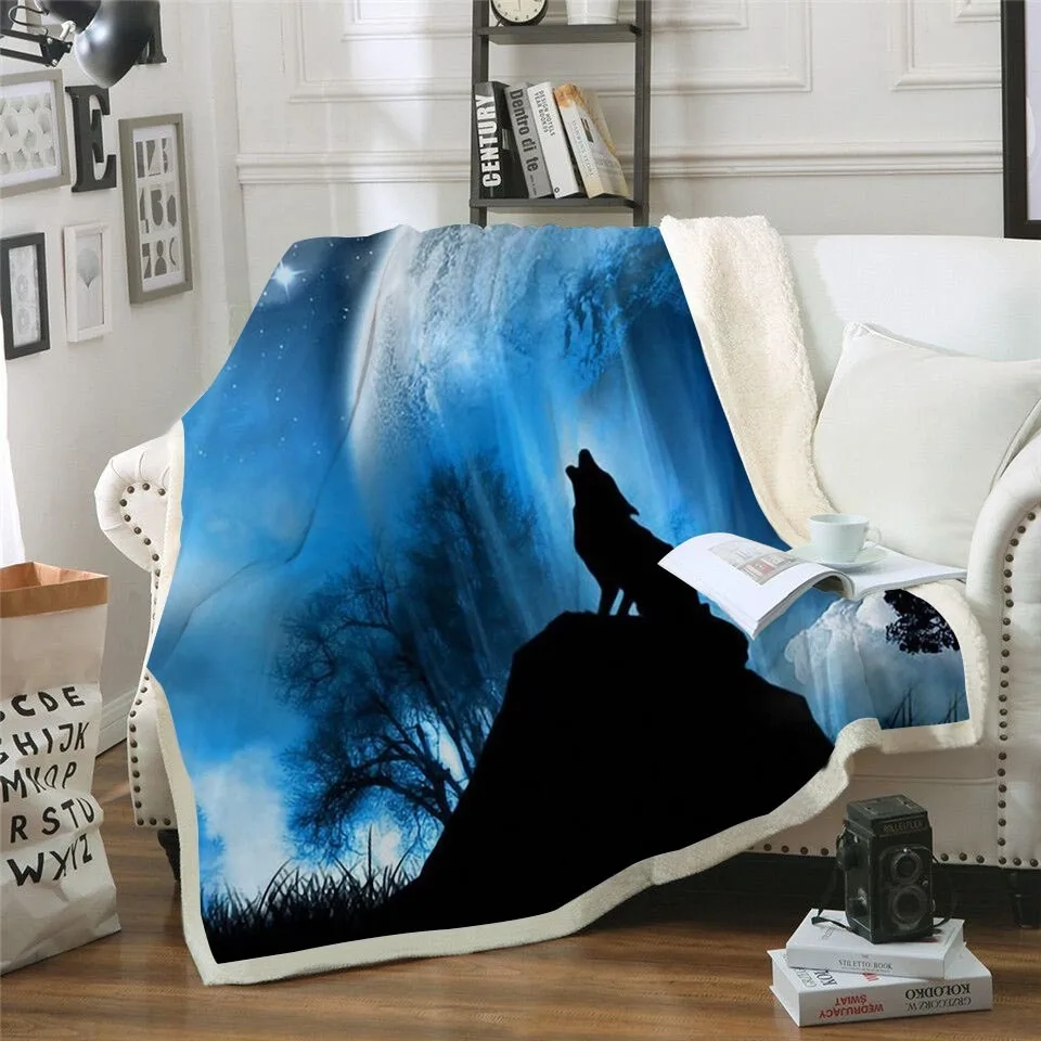 

Wild Wolf 3d Print Sherpa Blanket Couch Quilt Cover Travel Children Bedding Outlet Velvet Plush Throw Fleece Blanket Bedspread