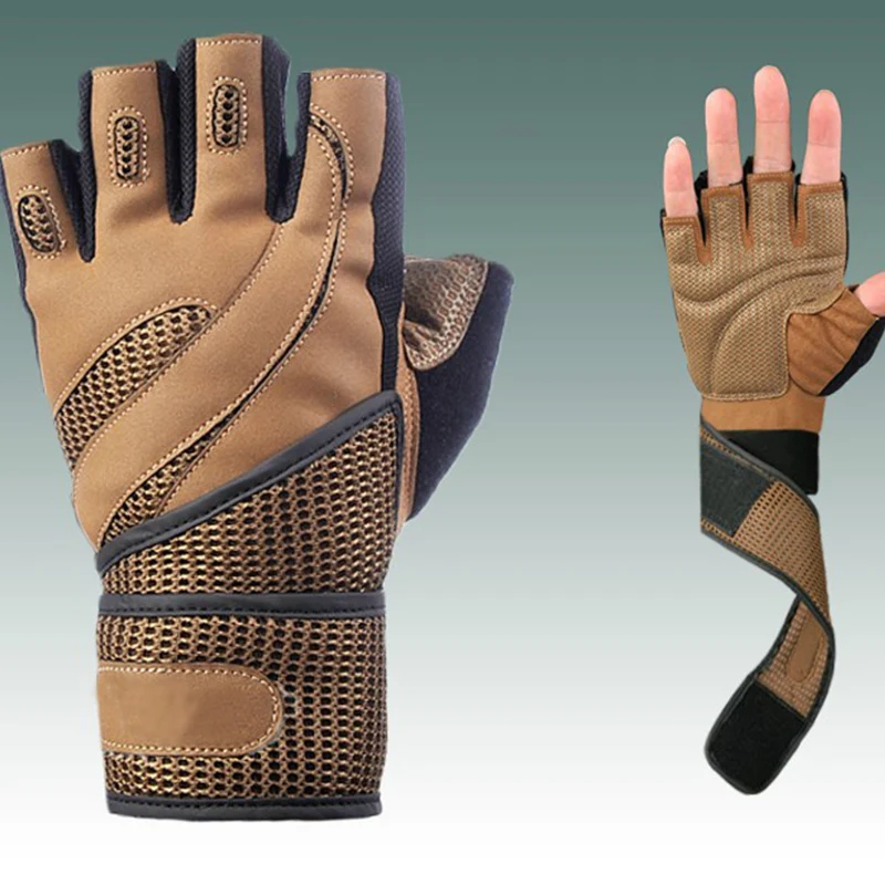 Men Weight Lifting Gloves Gym Body Building Training Brand Fitness Gloves Sports Equipment Workout Exercise Luvas Wrist Wrap~