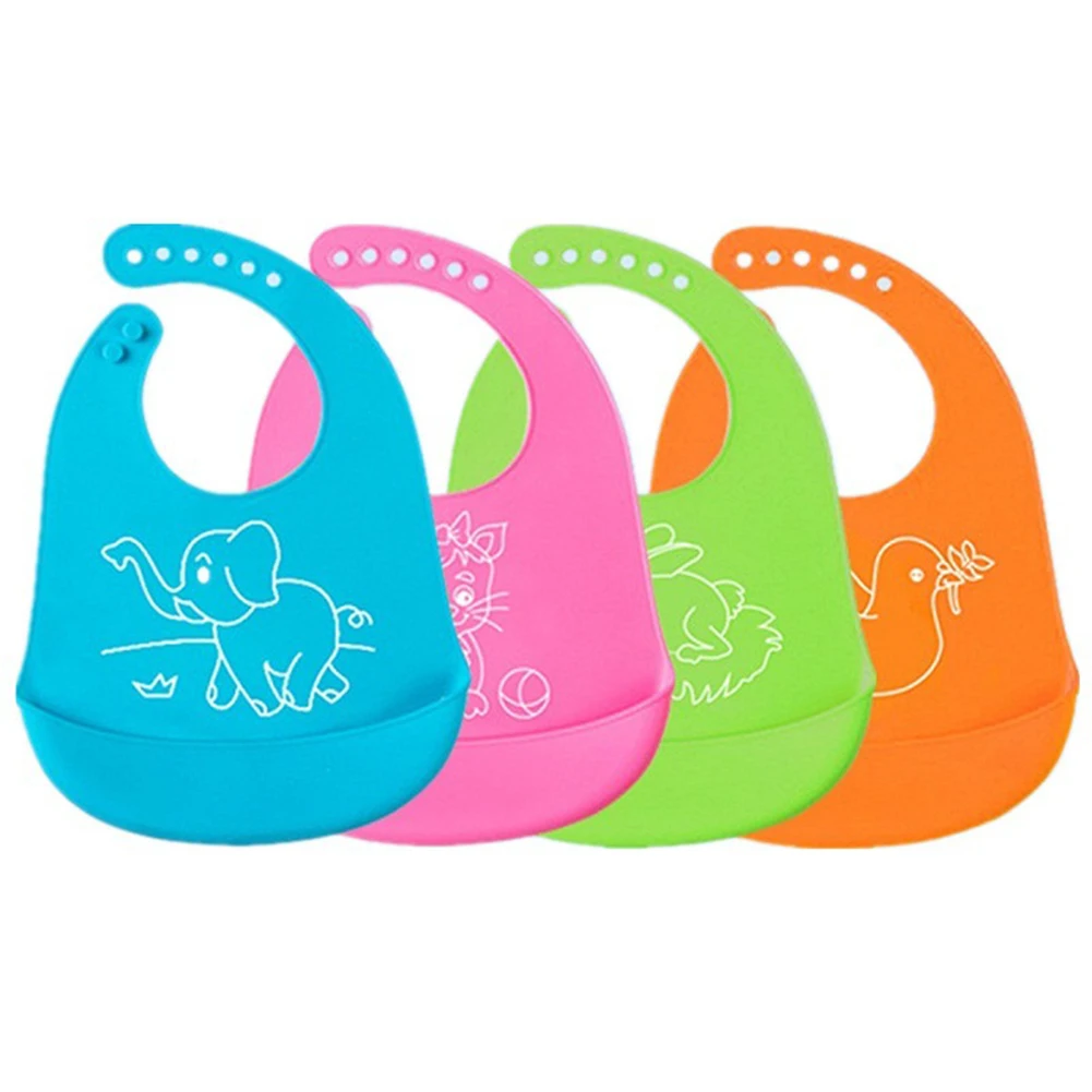 

2Pcs Cute Baby Bibs Waterproof Apron Silicone Baby Toddler Bibs Adjustable Kids Feeding Apron Toddler Baberos Bavoir Clothing