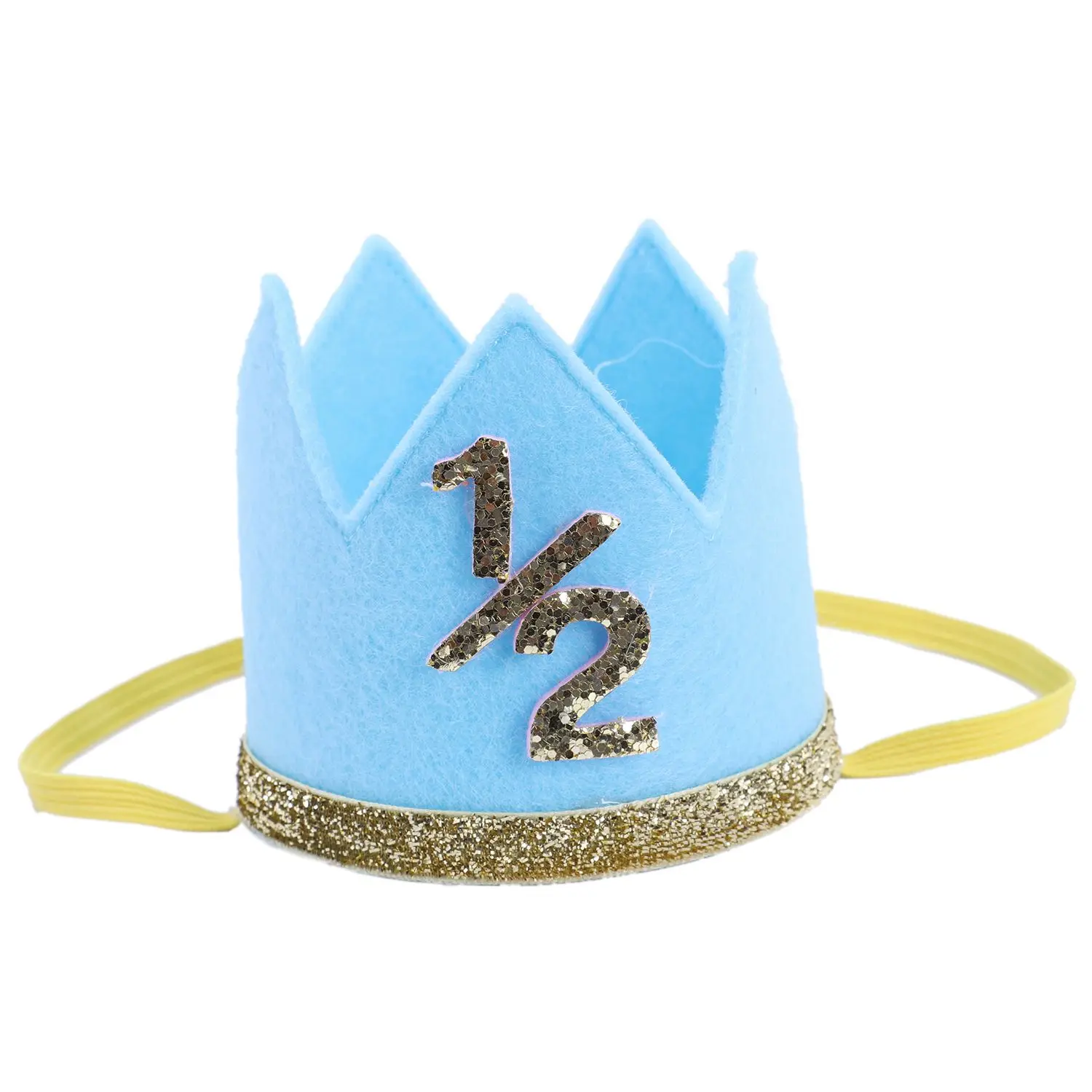 

Newborn Infant Toddler Baby Girl Boy Half 1/2 First Second Third Birthday Crown Party Cake Smash Headband Hair Accessories blu