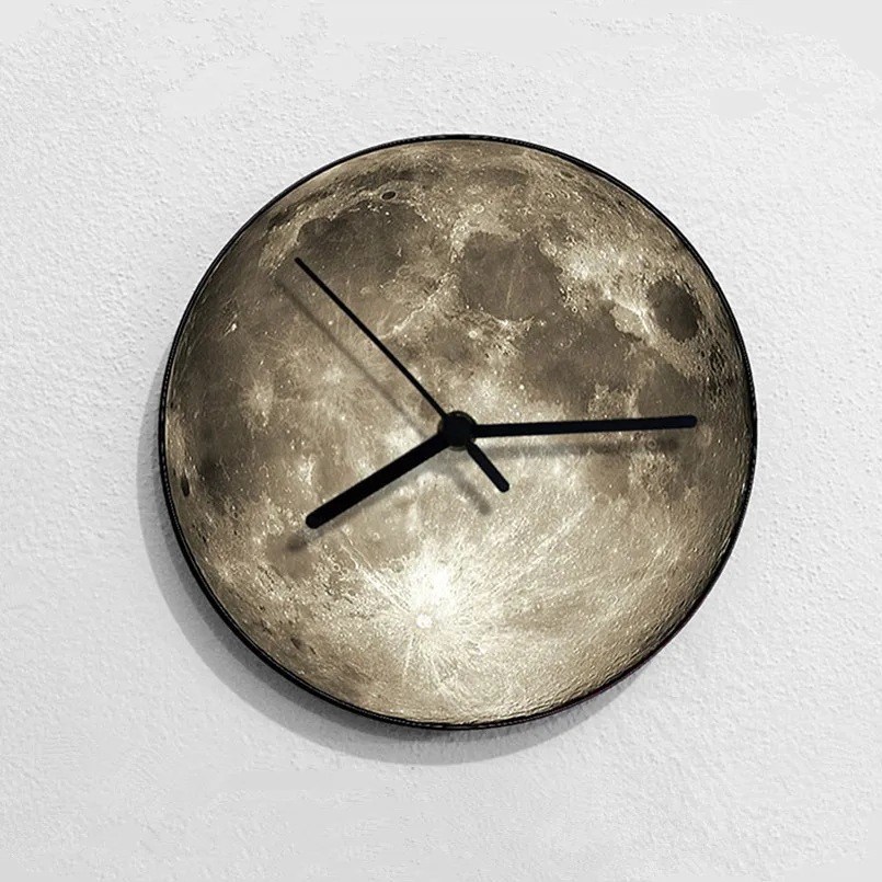 

New 3D Wall Clock LED Moon Night Light Wall Clock Remote Control Technology Wall Clock For Home Mute Wall Watch Dropshipping
