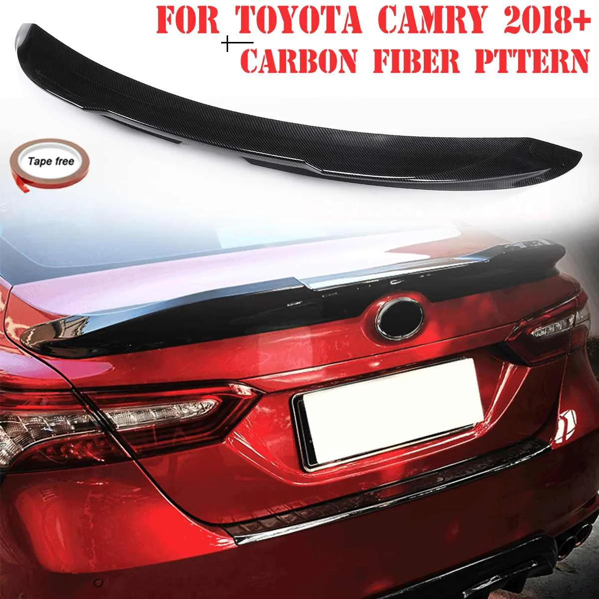 

For Toyota Camry 2018+ Carbon Fiber Texture ABS Duckbill Rear Trunk Lid Spoiler Wing Matte Black Car Styling Auto Part