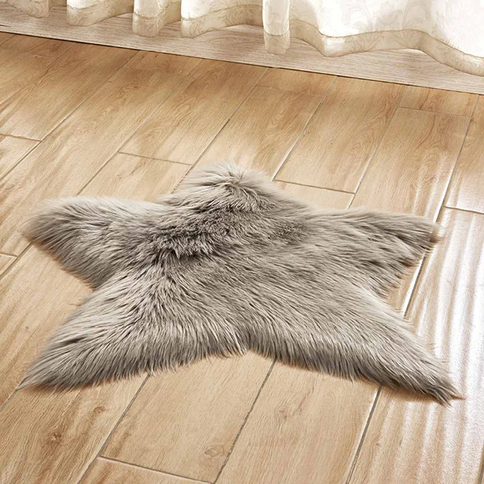 Star Fish Shaped Ground Mat Furry Artificial Cushion Warm Plush Fish Shaped Ground Mat Furry Artificial