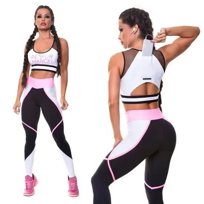 

2019 Yoga Set Sport Suit Women Gym Clothing Ropa Deportiva Mujer Gym Jumpsuit Workout Set Women 2 Piece Set Patchwork Sleeveless