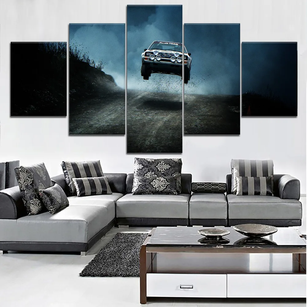 

Modern HD Printed Wall Artwork Canvas Modular Pictures 5 Pieces Extreme Sports Painting Home Decorative Dakar Rally Car Poster